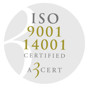 Certifierade enligt kvalitetsstandarden ISO 9001:2015 och miljöstandarden ISO 14001:2015