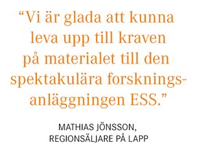 LAPP levererar kabel till European Spallation Source i Lund